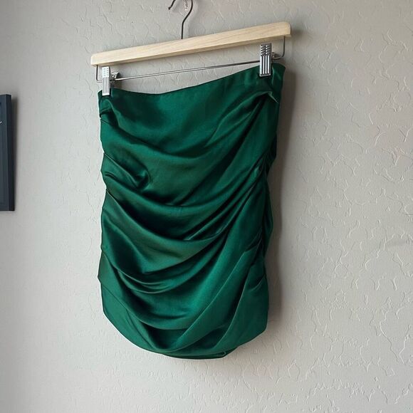 The Sei Emerald Green Silk Ruched Mini Skirt Size 4‎ - Picture 3 of 8
